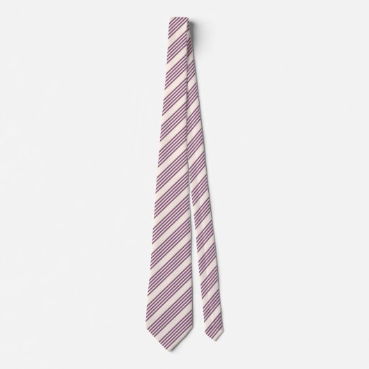 Cravate Mauve violet beige cinq bandes motif (Devant)