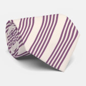 Cravate Mauve violet beige cinq bandes motif (Roulé)