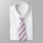 Cravate Mauve violet blanc cinq bandes motif (Attaché)