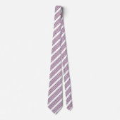 Cravate Mauve violet blanc cinq bandes motif (Devant)