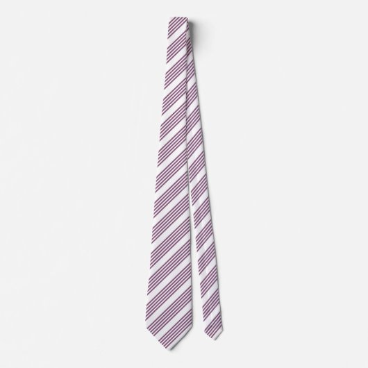 Cravate Mauve violet blanc cinq bandes motif (Devant)