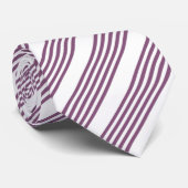 Cravate Mauve violet blanc cinq bandes motif (Roulé)