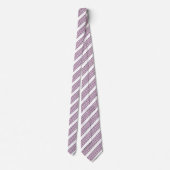 Cravate Mauve violet blanc cinq bandes motif (Dos)