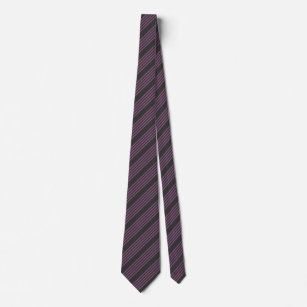 Cravate Mauve violet et charbon de bois cinq bandes motif