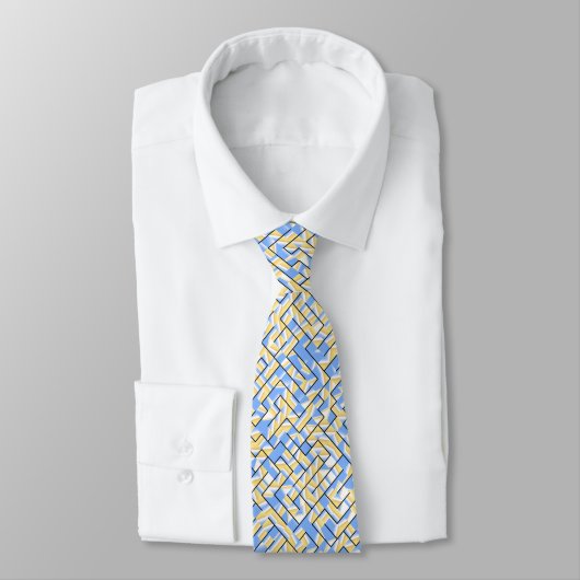 Cravate Maze bleu et jaune (Attaché)