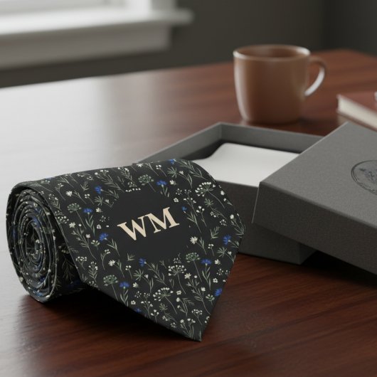 Cravate Meadow Floral Monogram – Groomsmen wedding