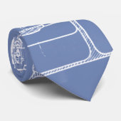 CRAVATE MECHANICAL DRAWING VINTAGE BLUEPRINT WHITE CUSTOM (Roulé)