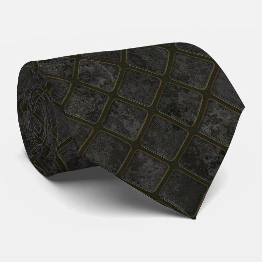 Cravate Médaillon Carré noir moderne (Roulé)