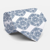 Cravate Médaillon chinois bleu (Roulé)