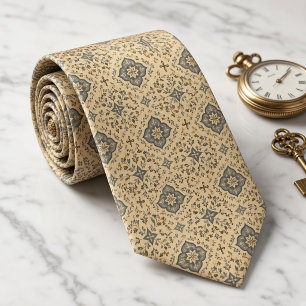Cravate Médaillon de carreau de poussiéreux bleu héritage