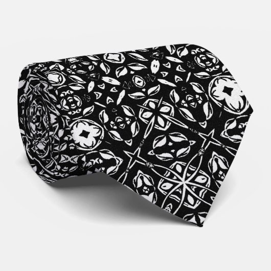 Cravate Médaillon Médaillon Motif noir et blanc (Roulé)