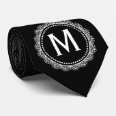 Cravate Médaillon noir et blanc personnalisé (Roulé)