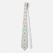 Cravate Médaillon peint Motif en rose et vert (Devant)