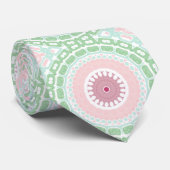 Cravate Médaillon peint Motif en rose et vert (Roulé)
