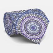 Cravate Médaillon peint Motif en violet et bleu (Roulé)