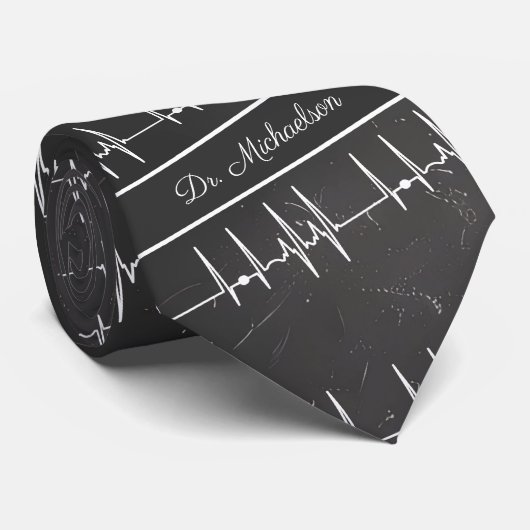 Cravate Médecin cardiologue cardiogramme nom (Roulé)