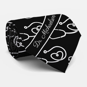 Cravate Médecin Motif de stéthoscope Nom Médecin Médicale