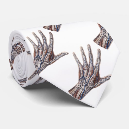 Cravate Médecine vintage, Anatomie humaine Doigts (Roulé)