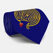 CRAVATE MEDIEVAL GOLD BLUE HYPER LABYRINTH WITH GEMSTONES (Roulé)