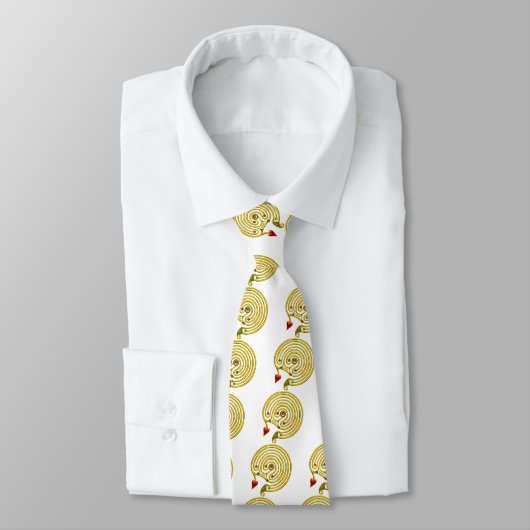 Cravate MEDIEVAL GOLD HYPER LABYRINTH WITH GEMSTONES White (Attaché)