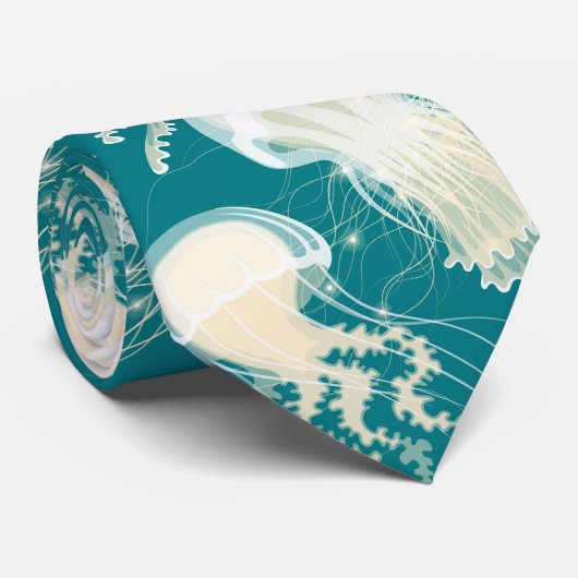Cravate Méduse En Bleu Océan Été Saison Monogramme (Roulé)
