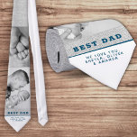Cravate Meilleur papa moderne bleu Père`s Day 2 Photo Coll<br><div class="desc">Best Dad Modern Blue Père`s Day 2 Photo Collage cravate. Design moderne dans les couleurs bleu et blanc avec gris rustique texture arrière - plan. Personnalisez avec vos 2 photos préférées et ajoutez vos noms ou écrivez tout message que vous voulez. Faites un cadeau unique et sucré pour papa ou...</div>