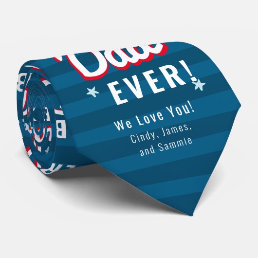 Cravate Meilleur Père Jamais Nous Vous Aimons Personnalisé (Roulé)