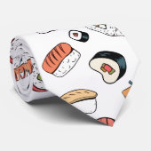 Cravate Mélange de Sushi Dessiné à la Main (Roulé)