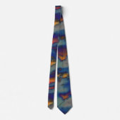 Cravate Mélange d'orange et de bleu taché avec effet rayé (Dos)
