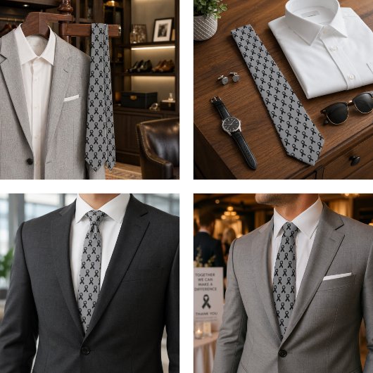 Cravate Melanoma Skin Cancer Awareness Black Ribbon 