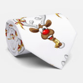 Cravate Mème de Noël drôle de renne qui regarde par-dessus (Roulé)
