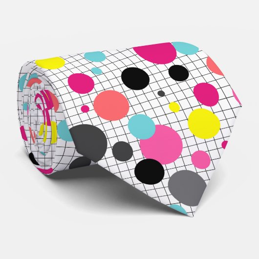 Cravate Memphis polka dots  (Roulé)