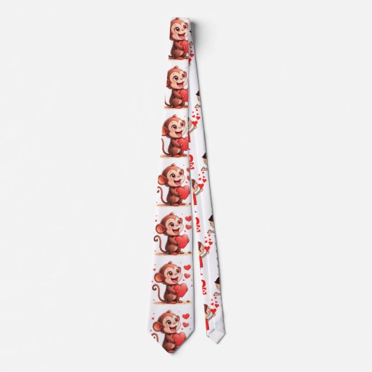Cravate Men Designer Ties Monkey Red Hearts (Devant)