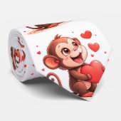Cravate Men Designer Ties Monkey Red Hearts (Roulé)