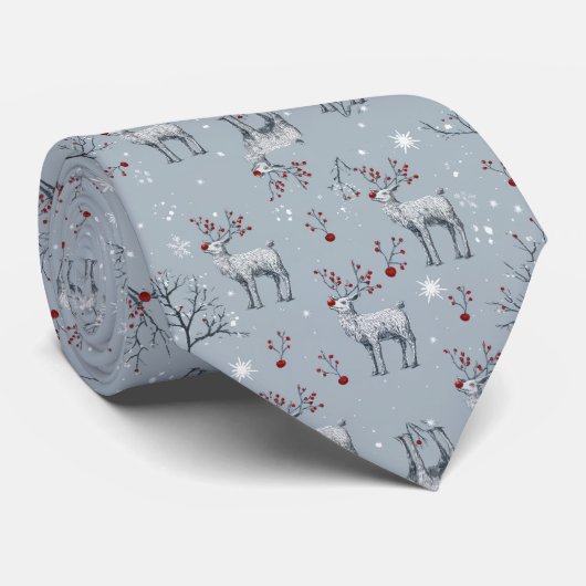 Cravate Men’s Reindeer Christmas Neck Tie (Roulé)