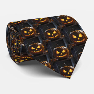 Cravate Menacer Citrouille Halloween,