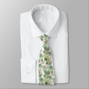 CRAVATE MENS BOTANIQUES BLANC VERT SAGE