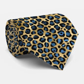 CRAVATE MENS EN LEOPARD BLEU OR (Roulé)