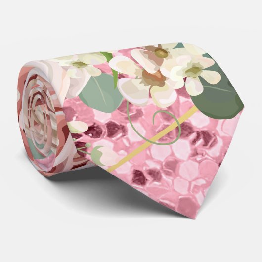 Cravate Mens Géométrique Jardin Rose Parties scint (Roulé)