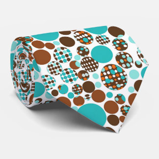 Cravate Men's Necktie Turquoise Brown Circles