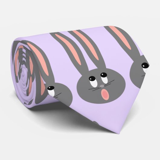 Cravate Mens Pastel Purple Grey Easter Bunny Pattern (Roulé)