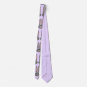 Cravate Mens Pastel Purple Grey Easter Bunny Pattern (Dos)