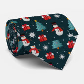 Cravate Men's Snowmen Christmas Trees Necktie (Roulé)