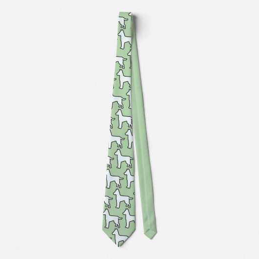 Cravate Menthe verte chien blanc (Devant)