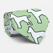 Cravate Menthe verte chien blanc (Roulé)