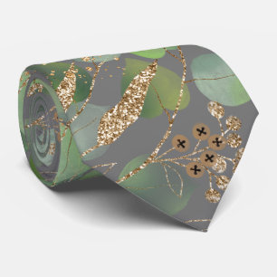 CRAVATE MENUS BOTANIQUES GRAS VERTS SAGE