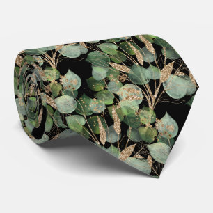 CRAVATE MENUS EUCALYPTUS EN BOTANIQUE VERTE SAGE