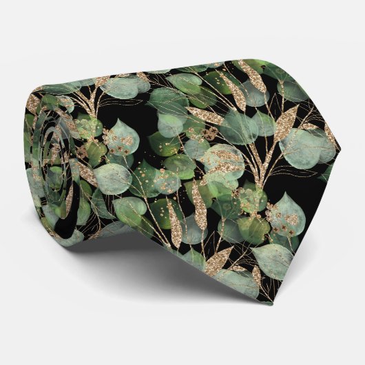 CRAVATE MENUS EUCALYPTUS EN BOTANIQUE VERTE SAGE (Roulé)