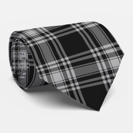 Cravate Menzies Black Scottish Tartan Plaid Motif (Roulé)