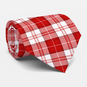 Cravate Menzies tartan rouge blanc plaid
